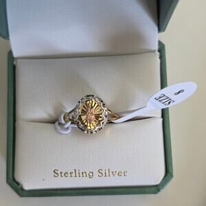 Moricci women Virgin Mary sterling silver gold tone ring size 8